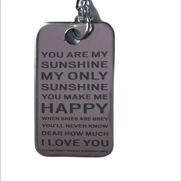 Necklace You are My Sunshine Full Song Stainless Steel Pendant Necklace - Picture 3 of 4